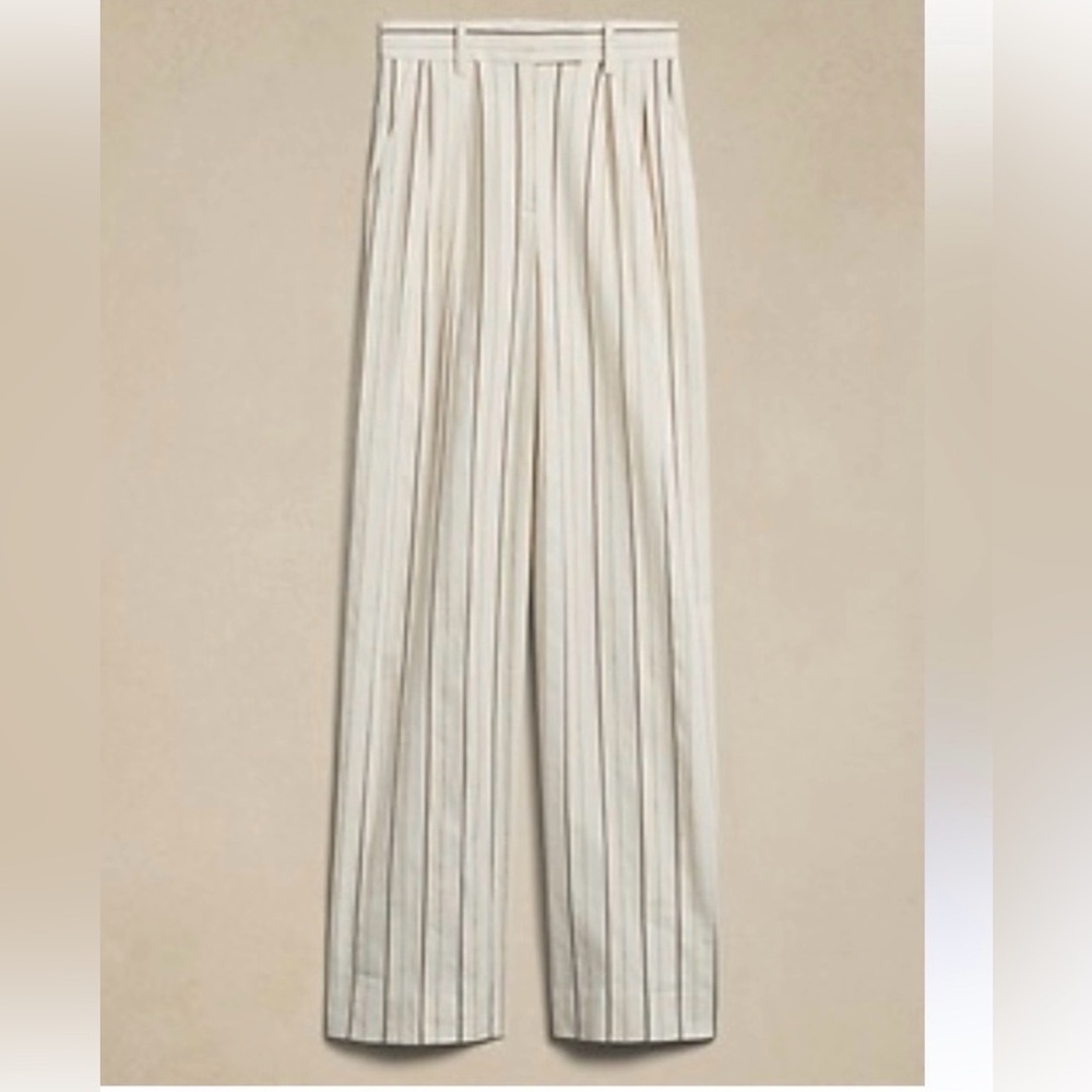 Banana Republic Cream Pinstripe Wide-Leg Pants